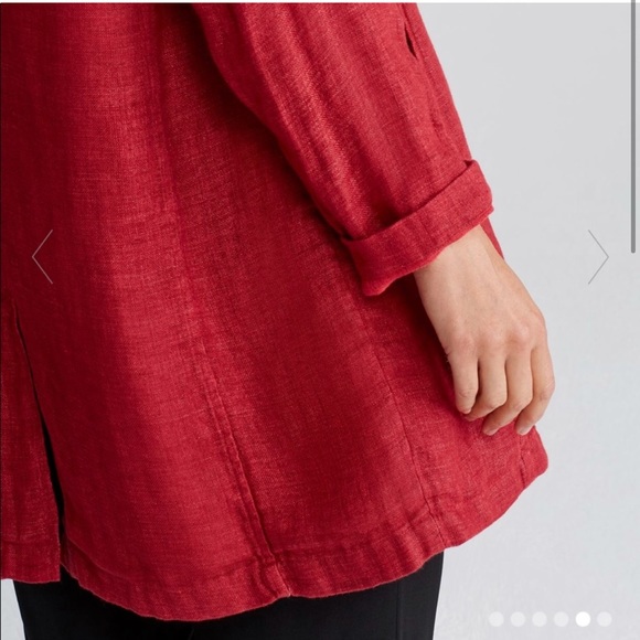 NWT EILEEN FISHER LINEN JACKET RED - Picture 3 of 8